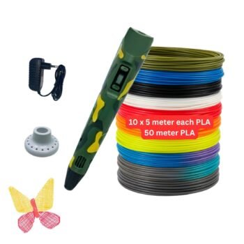 Trocshop 3D Pen-2 (Camouflage Color) with 10in1 PLA Filament - 3D Printer Pen Set for Kids - Adapter 10in1 PLA 5m Included